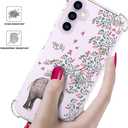 Compatible with Samsung Galaxy S23 Cases with Design, Cute Transparent Phone Case for Women Girls Girly with Heavy Duty Protective Bumper (Clear Elephant Flowers)