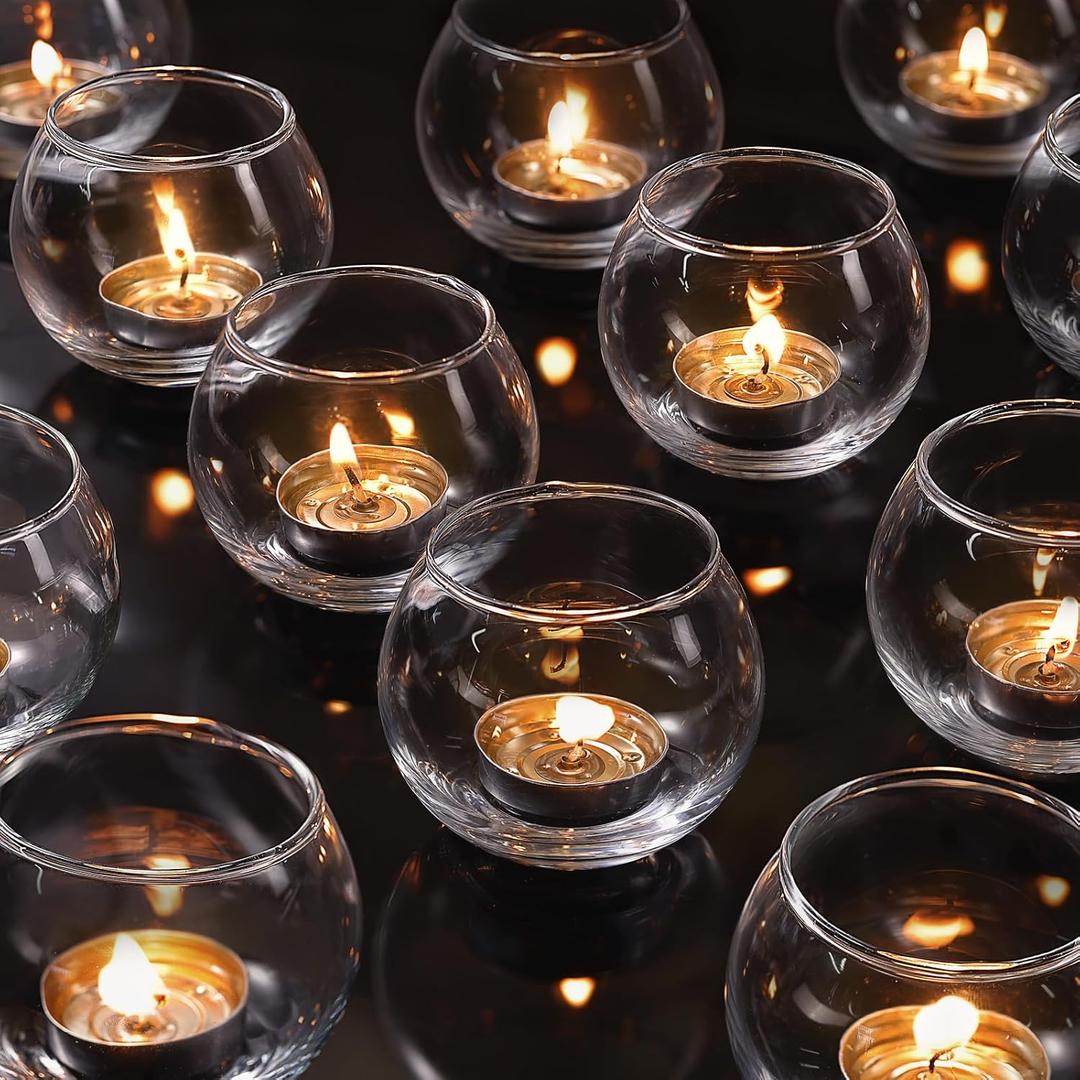 36 Pcs Glass Candle Holders for Table Centerpieces- Small Clear Votive Candle Holders Bulk for Wedding, Bridal Shower, Birthday Party Table Decorations, Fits Standard Tealights