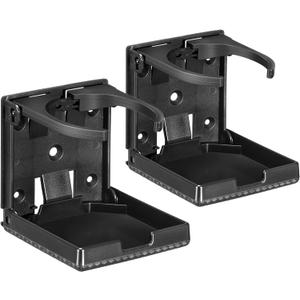 Spurtar 2pcs Boat Cup Holder Suitable for Most Size Mugs Water Bottle Drink 2.36-3.94Inch/60-100MM Adjustable Folding Wall Car Desk Cup Holder for Trucks, RVs, Vans, Boats, Campers, Caravans (Black-Upgraded)