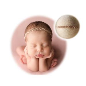 Honra Newborn Photography Props Pearl Headband Baby Photoshoots Posing Photo Tieback Hair Accessories (Champagne)