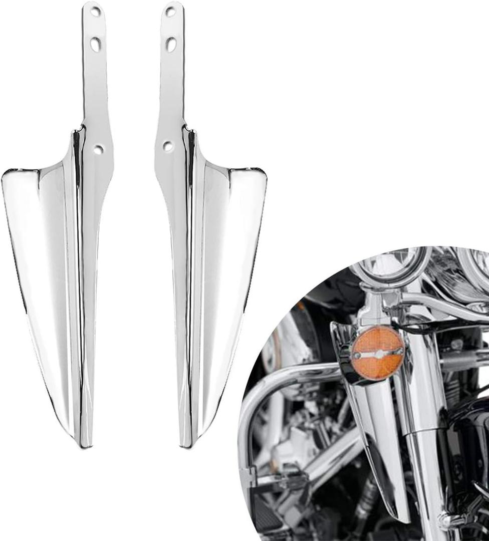 Motorcycle Fork Mount Wind Deflectors Fit for Harley Road King Street Glide Electra Glide FLHT FLHR FLHX 1995-2024 (Chrome)