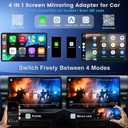 4-in-1 Screen Mirroring Adapter for Car Mirror Phone to Car Screen (iPhone & Android), Wireless CarPlay Adapter with AirPlay & Mirror Link, Stream Videos, Plug & Play, Stable Connection