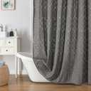 OWENIE Grey Curtains for Bathroom 72 Inch Long, Soft Fabric Boho Shower Curtain, 3D Geometric Jacquard Hotel Style Washable Shower Curtain Set, Grommet Top, 72x72 Inch