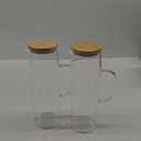 Hsei 2 Sets Glass Pitcher with Lid, 50 oz / 1500 ml Water Carafe with Handles Hot Cold Beverage Water Jar Glass Jug for Tea Juice Milk Coffee Iced Beverage
