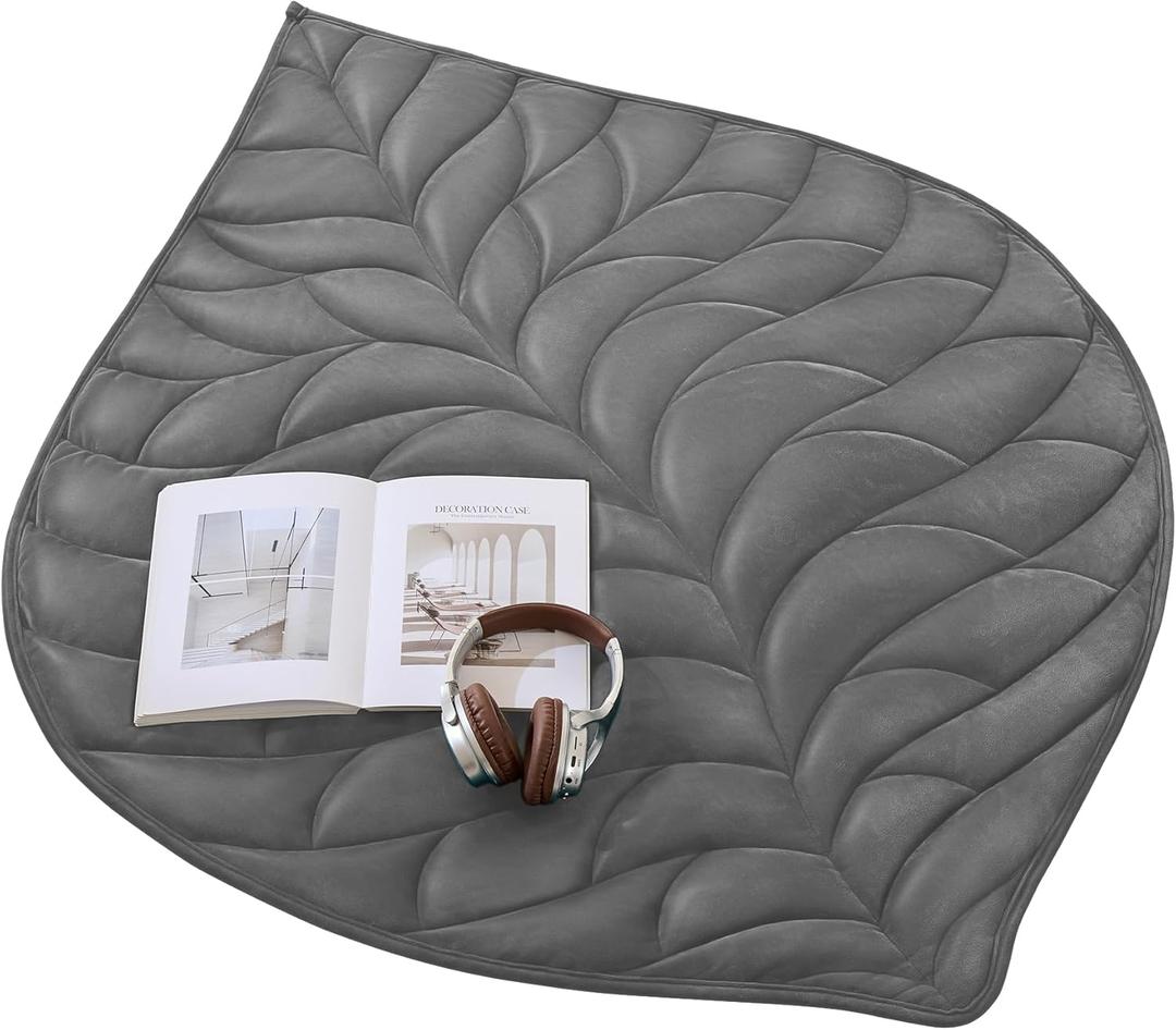 Weighted Lap Blanket 7 lbs 41"x53", Luxury Soft Small Weighted Lap Pad for Adults,Portable Travel Leaf Weighted Throw Blanket for Relaxation, All-Season Use and Machine Washable Deep Gray