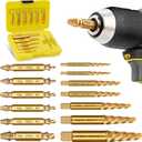 Topec Damaged Screw Extractor Set, 13 PCS Stripped Screw Removal Tool with HSS 6542 Drill Bits, Small Easy Out for Broken Bolts, Gifts for Men (Golden)