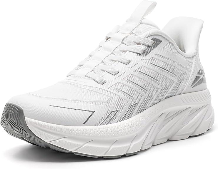 ALLSWIFIT Women's Slip On Walking Shoes Running Comfortable Tennis Breathable Non Slip Athletic Gym Workout Cross Training Fashion Sneakers, Size 6, White, SARR034W