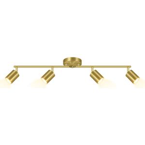 BoostArea Gold LED 4 Light Track Lighting Kit, 4 Way Ceiling Spot Lighting, Flexibly Rotatable Light Head for Kitchen, Living Room, Bedroom, Bulb Not Included