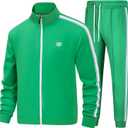 Men's Tracksuits Set Long Sleeve Causal Full Zip Running Sports Sweatsuit for Men 2 Piece Outfits (Medium, Green)