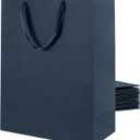 Large Navy Blue Gift Bag with Handles 12 Pack, 13''7''17'' Extra Large Gift Bag with Ribbon Handles, Reusable Heavy Duty Kraft Paper Bags Bulk for Shopping, Wedding, Party, Gift, Retail