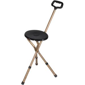 Drive Medical RTL10365-ADJ Adjustable Lightweight Folding Cane with Seat, Black