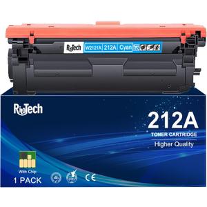 212A Cyan Toner Cartridge,Compatible Replacement for HP 212 A W2121A 212X W2120X, For HP Color Laserjet Enterprise M554 m554dn M555 M555dn Flow MFP M578 Printer, With Upgraded Chip,No Fading,No Streak