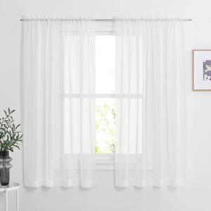 NICETOWN Voile Sheer Window Curtains for Half Window, Rod Pocket Elegant Airy Sheer Curtain Drapes for Living Room/ Bedroom, W60 x L63, 2 Panels, Ivory