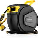 TLGREEN Retractable Garden Hose Reel, 1/2in x 100 ft Water Hose Reel Wall Mount Heavy Duty, Rewind Storage, 9-Function Sprayer Nozzle, Any Length Lock, Slow Return System, 180Swivel BracketYellow (Black)