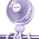 Gaiatop Mini Electric Fan with 360 Rotation, 5.5mm Gaps, Rechargeable Battery, 3 Speeds, Purple