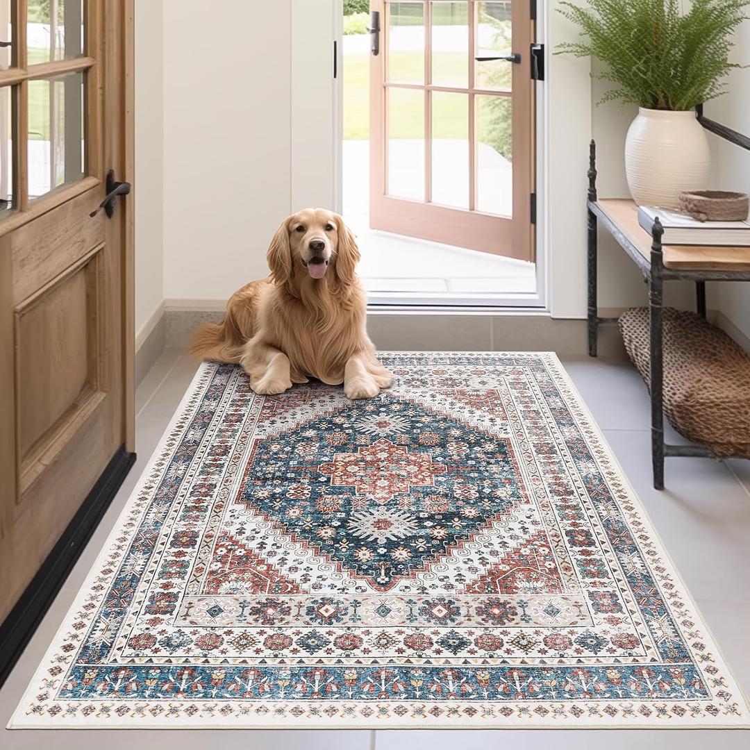 Madane Area Rug 3x5, Entryway Washable Vintage Runners Bedroom Non Slip Indoor Kitchen Runner for Living Room Laundry Room Playroom Soft Non-Slip Area Rugs, Navy Blue Madane Area Rug 3x5, Entryway Washable Vintage Runners Bedroom Non Slip Indoor Kitchen Runner for Living Room Laundry Room Playroom Soft Non-Slip Area Rugs, Navy Blue