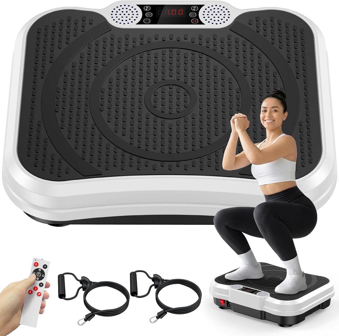 Vibration Plate Exercise Machine for Lymphatic Drainage, Vibration Platform for Weight Loss, 400 Lbs Capacity Shake Plate Full Body Workout Vibrate Fitness Platform for Home Women Men (White)