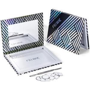 Fillwie Magnetic Makeup Palette with Mirror – Empty Refillable Case for Eyeshadow, Blush, Lipstick, DIY Custom Kit (Black Medium)