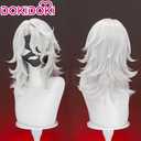 KIRA KIRA Genshin Rerir Cosplay Wig Game Genshin Rerir Wig 45cm Long Curly White Hair for Halloween Cosplay Song of the Welkin Moon