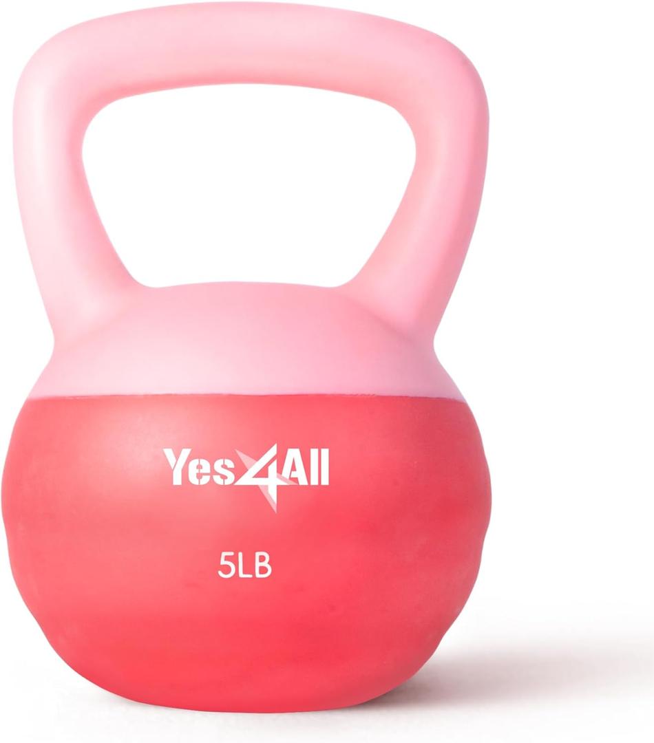 Yes4All Soft Kettlebell, PVC Kettlebells Exercise Weights & Color-Coded Strength Training Kettlebells (5 lb), Gentle Hand Weights for Women at Home
