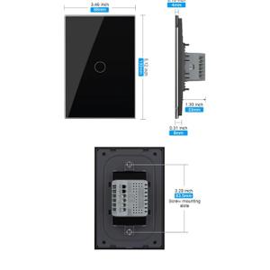 LIVOLO Modern Electrical Wall Light Switch 1Gang Tempered Glass Panel 2 Pole Wall Touch Light Switch with Led Indicator,No Neutral Wire 3Way (1Gang Black)