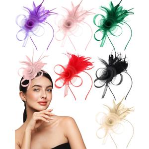 6 Pcs Fascinators for Women Tea Party Hats for Cocktail Wedding Tea Party Accessories (Multi Colors)