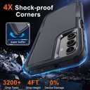 RMOCR Case for Samsung Galaxy A16 5G, Full Body Heavy Duty Rugged Shockproof Protective Phone Cover with Lanyard Strap, Tempered Glass Screen Protector and Camera Lens Cover, Black Matte