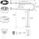 Toilet Grab Bar with Leg 31.5x28 Inch, ZUEXT White Knurled Toilet Support Bar with Toilet Paper Holder,Stainless Steel Wall & Floor Mounted Bathroom Support Rail for Seniors Elderly Disabled Pregnant