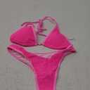 SUUKSESS Women Sexy Thong String 2 Piece Bikini Set Cheeky Halter Swimsuit (S, Pink)