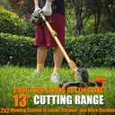 13" Electric Weed Wacker, 4 in 1 Cordless String Trimmer/Lawn Edger/Lawn Mower/Brush Cutter with Steel Gears, 2×21V 6.0Ah Batteries & Charger, 5.2 LBS Lightweight Grass Trimmer for Yard Garden