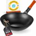  13.5" Pre-Seasoned Flat Bottom Black Carbon Steel Wok for Stir Fry
Pow Wok for Stir Fry, BBQ, Grill, Camping – Traditional Chinese Cookware for Induction, Electric, Gas, Open Fire