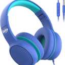 gorsun Wired Kids Headphones, 85dB/94dB Volume-Limited Toddler Headphones,3.5mm Kids Headphones with Cord,in-Line HD Mic, Audio Sharing,Foldable Kids Headphones for School with Travel, Blue