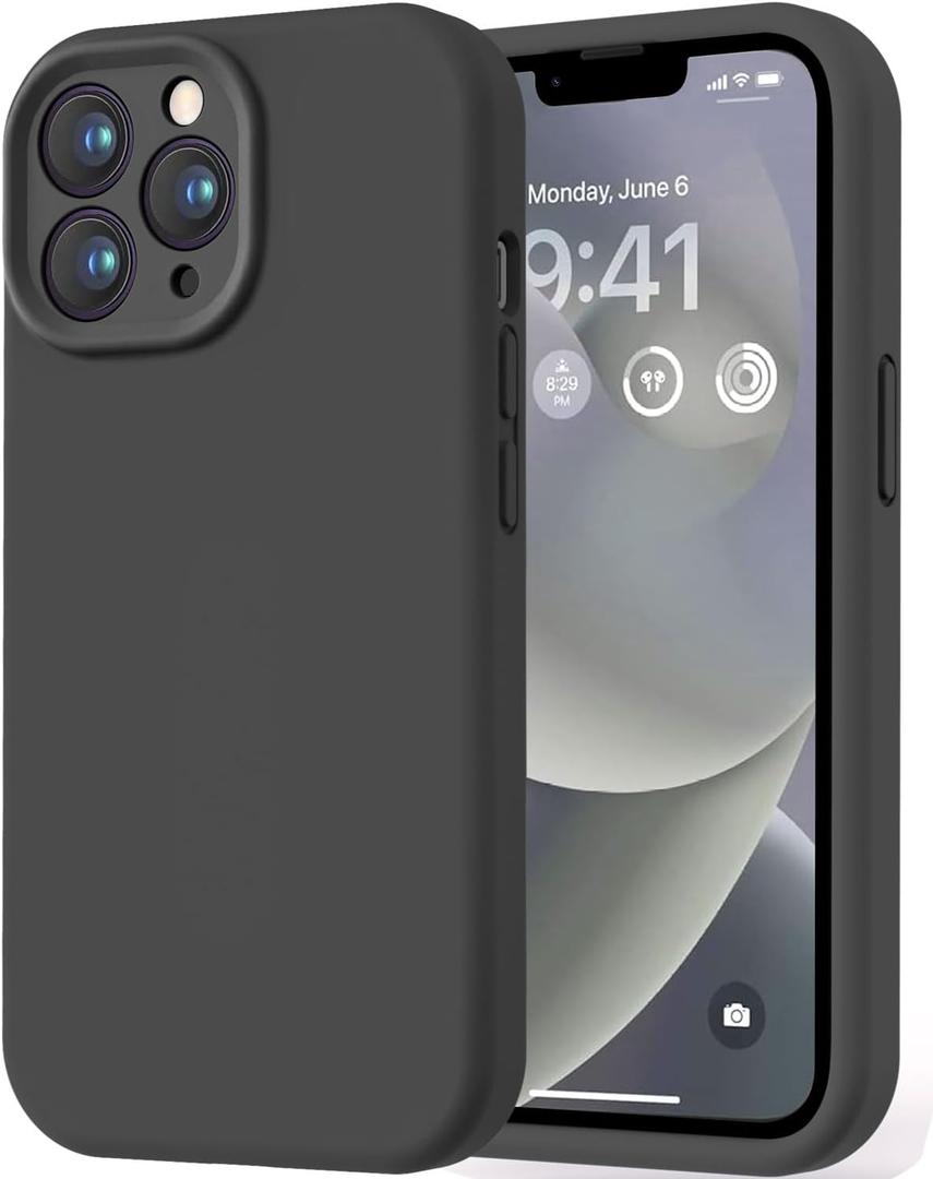 LOVE 3000 Designed for iPhone 13 Pro Max Case, Premium Silicone with [Soft Anti-Scratch Microfiber Lining] Shockproof Protective Phone Case for Men Women Girls 6.7", Black