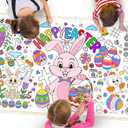 3 x Easter Giant Coloring Tablecloth 72 x 31 Inch Jumbo Paper Coloring Activity Poster Happy Easter Party Decorations for Family Classroom Games Coloring Table Cover