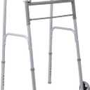 Medline Lightweight Folding Walkers for Seniors, Adults with 5 Wheels, Steel Frame Supports up to 400 lbs.