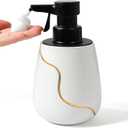 BosilunLife Automatic Foaming Soap Dispenser - Battery Operated Foam Hand Soap Electric Dispenser for Bathroom Ceramic Smart Auto Dish Soap Dispenser for Kitchen Waterproof, White,17 oz