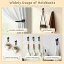 Curtain Holdbacks 2 Pack, HOTOZON Decorative Curtain Tieback with Screws Wall Mounted, Curtain Hooks for Drapes with Simple End Finials, Black (1 Pair/2 Pack), Small