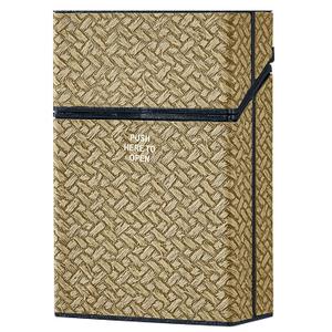 2 x Cigarette Case, Woven Pattern with Elastic Switch, Up to 20 Cigarettes for 85mm King Size (Brown)