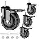 4 inch Stem Casters Wheels Heavy Duty 2000lbs - 3/8"-16 x 1(Stem Diameter 3/8", Stem Length 1"),Threaded Stem Casters Set of 4, Swivel Casters Black