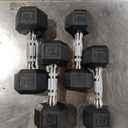 CAP 150 LB Rubber Coated Hex Dumbbell Hand Weight Set with Vertical Storage Rack - Chrome Handle | Black Rack