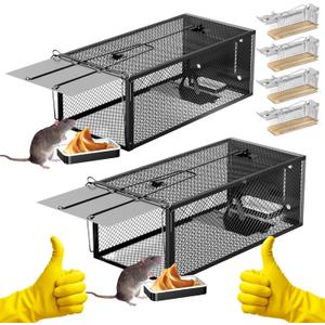 Humane Rat Traps - Large 12.5 Inches Upgraded Mouse Trap for Outdoors & Indoors - Reusable Rat Trap Cage for Mouse and Small Animals - Effective Quick Simple to Use (6-Pack)