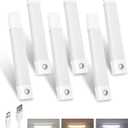 EZVALO Under Cabinet Lighting, 30 LED Rechargeable Under Cabinet Lighting Wireless, 3 Color Temps Under Cabinet Lights, Dimmer Motion Sensor Light Indoor for Pantry, Kitchen, Bedroom, Wardrobe (6 Pcs) (8inch-6Pack, White)