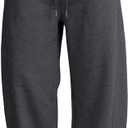 Men's Baggy Sweatpants Cotton Fleece Wide Leg Lounge Sweat Pants Drawstring Waist Jogging Pants with Pockets (Gray, L)