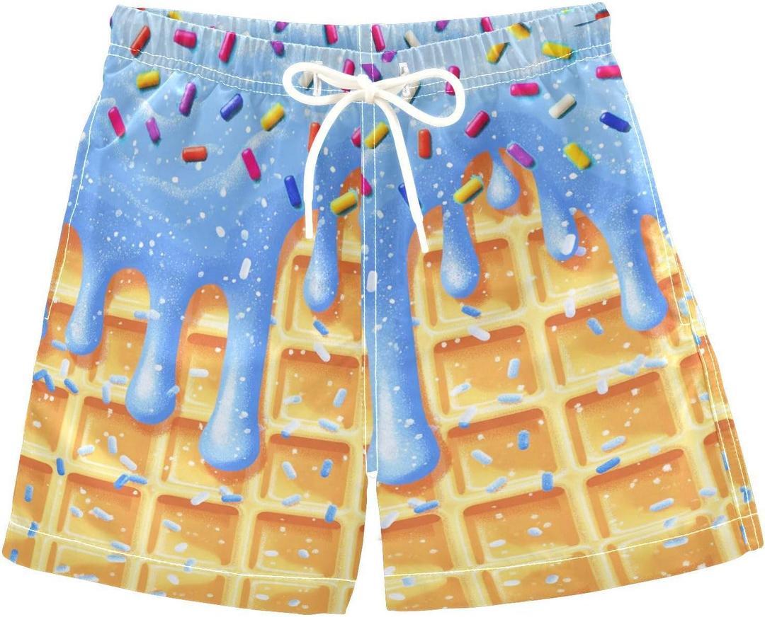 Boccsty Blue Ice Cream Boys Swim Trunks Baby Kids Swimwear Summer Toddler Beach Board Shorts 2T-XL (Multicoloured18)