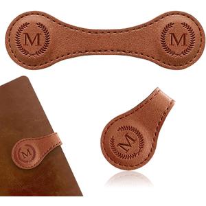 Handmade Personalized Leather Magnetic Bookmark - Custom Initial Letter Design with 26 Alphabet Choices - Durable Bookmark for Readers, Book Lovers, Women & Kids (1Pcs Brown)