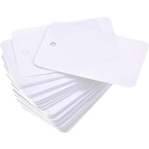 MECCANIXITY Blank Waterproof Eyelet Hole Plastic Shipping Tags, for Product Identification Tags, Valve Marking, Outdoor Tagging,1.2 x 2 Inch White Pack of 50
