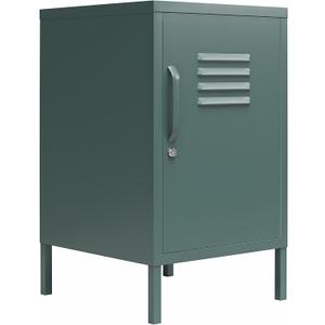 Novogratz Cache Metal Locker Style Living Room End Table, Hunter Green (Single Door)