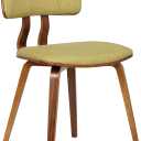 Armen Living Jaguar Mid-Century Dining Chair in Walnut Wood and Green Fabric (Single)