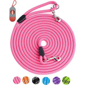 100FT Extra Long Dog Leash for Dog Training, Heavy Duty Dog Lead for Large Medium Small Dogs Outside Walking, Playing, Camping, or Yard, Pink