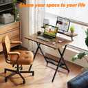 WOHOMO Folding Computer Desk with Adjustable Height, 23.6" x 31.5" x 25.6" Foldable Table with Monitor Stand, Small Office Desk for Bedroom, Space Saving Desk for Home Office, Easy Assemble, Walnut, 23.62"x31.5"